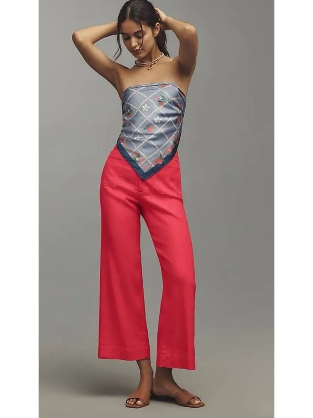 Maeve Colette Linen Stretch Wide Leg Pants Pink 20W PLUS SIZE
